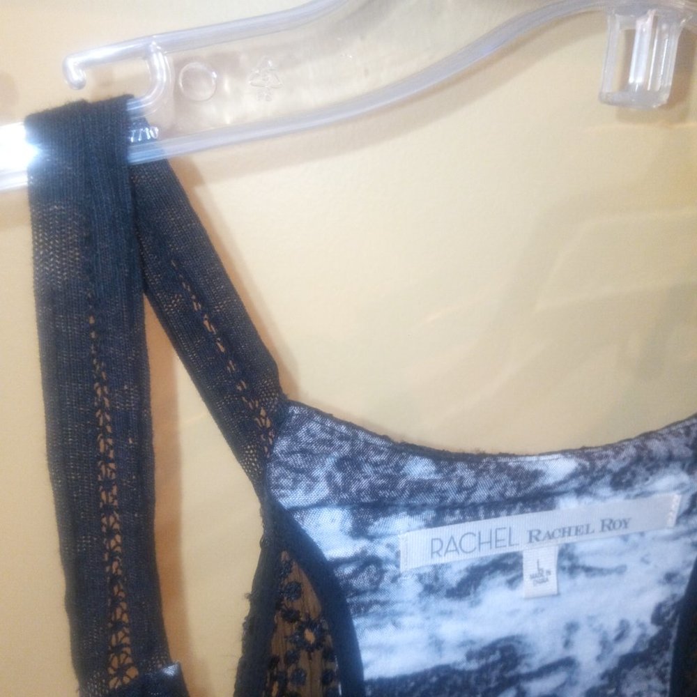 Rachel Roy Black/White High-low Eyelet Night Out Sleeveless Midi Dress Sz L NWT - Picture 11 of 12